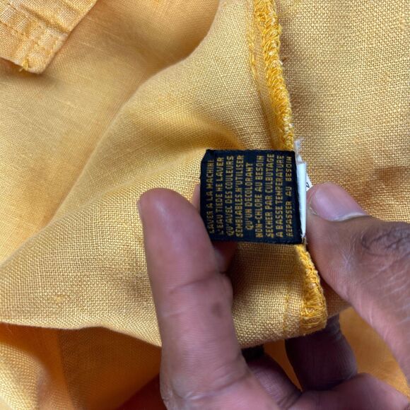 90s Eddie Bauer linen vest, size M vintage womens yellow button down top - Picture 7 of 9